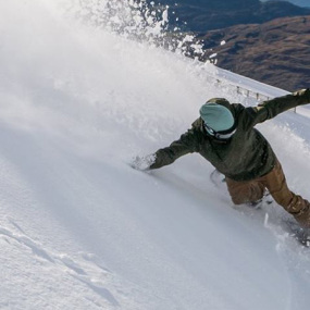 Snowboarder in the fresh snow