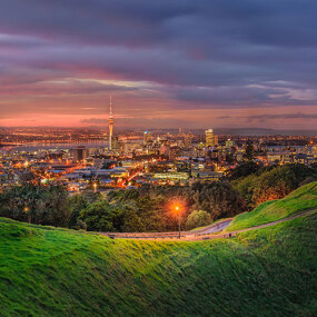 Auckland Skyline from the top of Mt eden, New Zealand