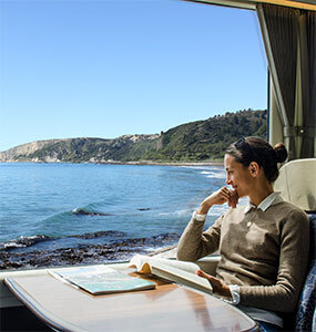 Lady on the Coastal Pacific Train