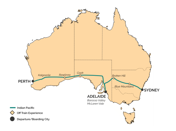 India Pacific Train Map
