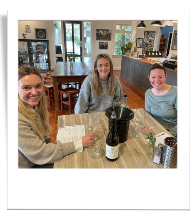 Camilla, Kayla and Chelsea at a winery in Marlborough