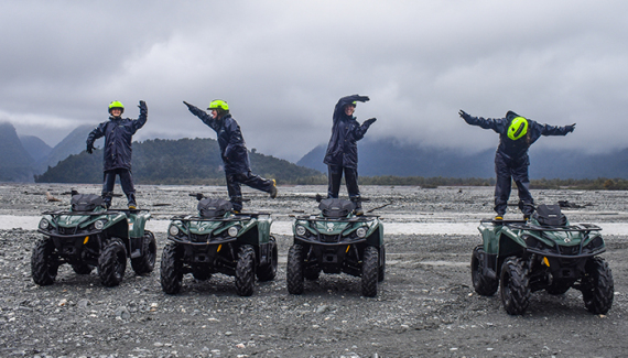 New Zealand Fine Touring employees quad biking