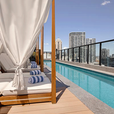 Vibe Hotel Darling Harbour Sydney- by the pool with a view of sydney harbour
