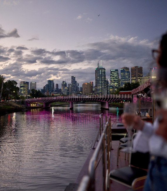 Food and wine on plate at MONA