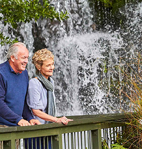 Couple looking at a waterfall