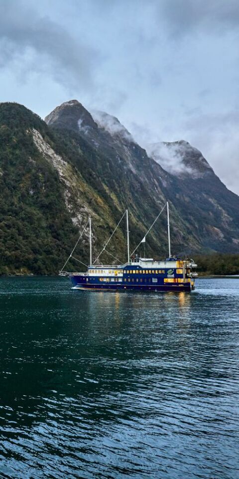 Boat on Milford Sound - credit to Matt Crawford