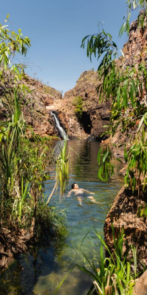 Man swimming in Kakadu National Park - credit to NT Tourism