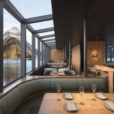 inside of a business class boat