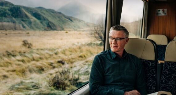 Guy on TranzAlpine image by Graeme Murray