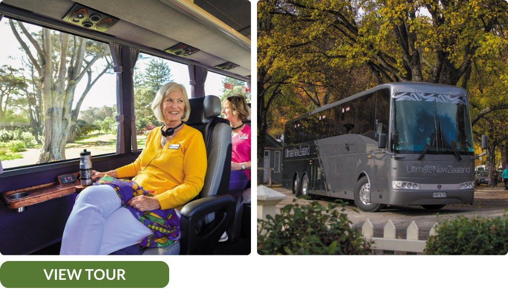 Retiree traveling new zealand by coach bus