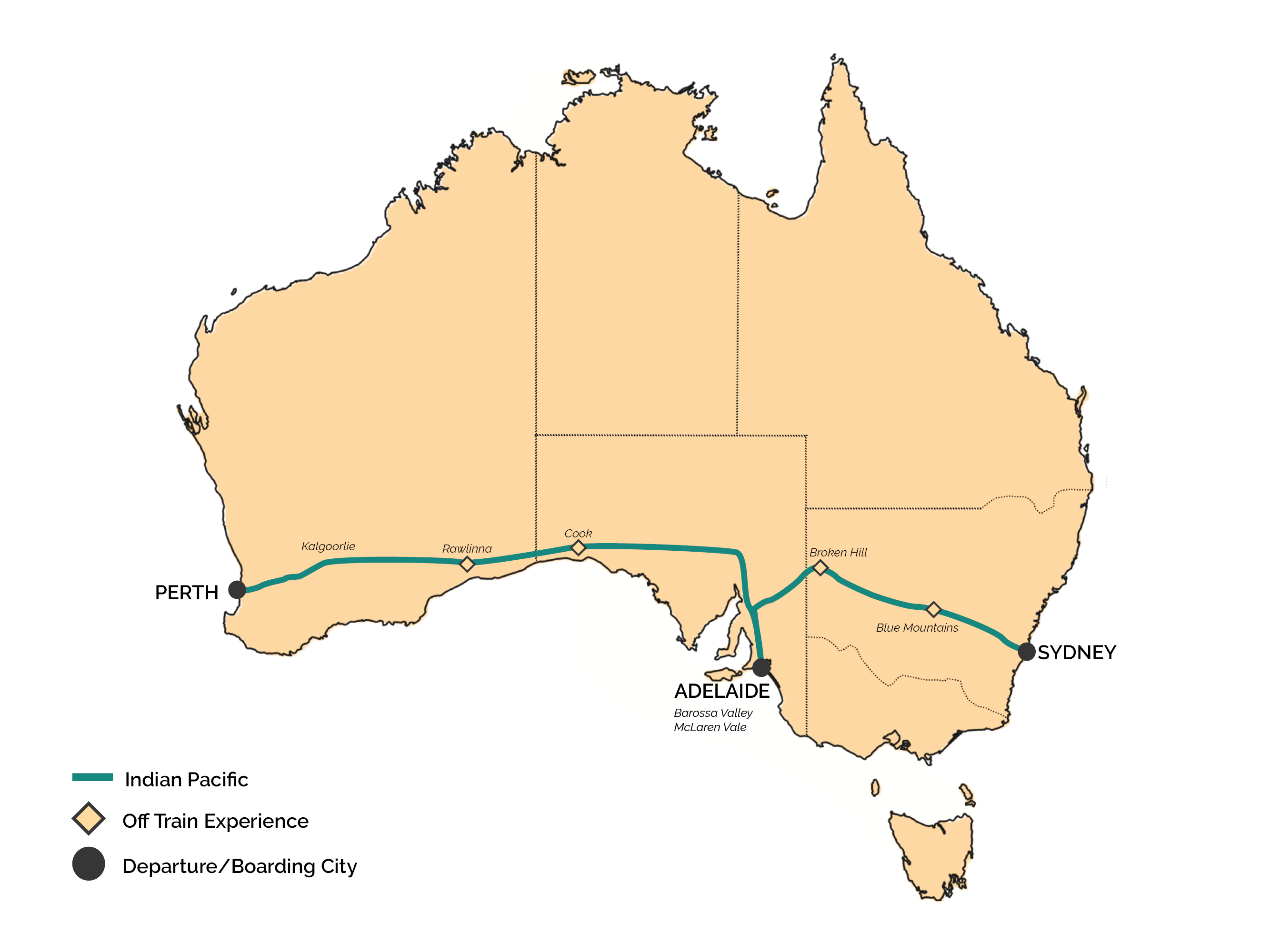 The Indian Pacific Train: Route Map