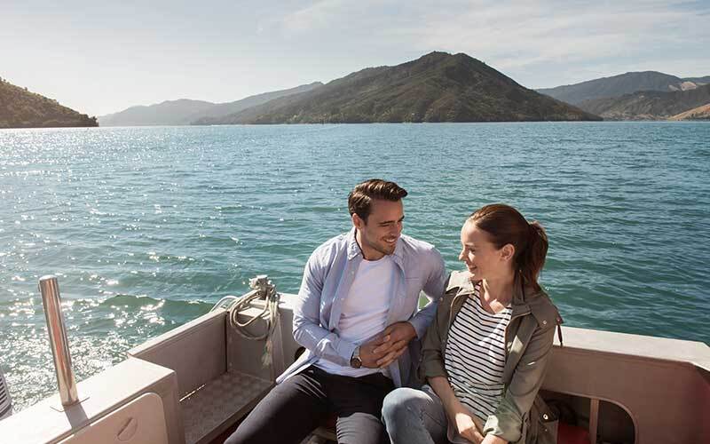 Relaxing on a boat in the Kenepuru Sound, Marlborough Sounds Marlborough Sounds, New Zealand