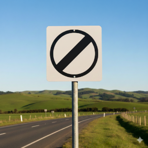 driving in new zealand open road sign