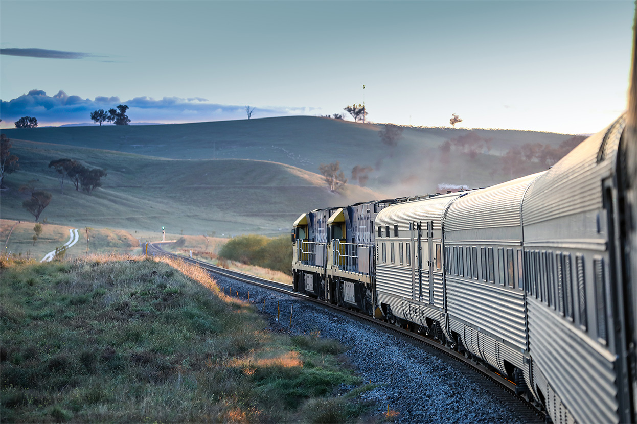 The Indian Pacific as it glides through the Blue Mountains, New South Wales