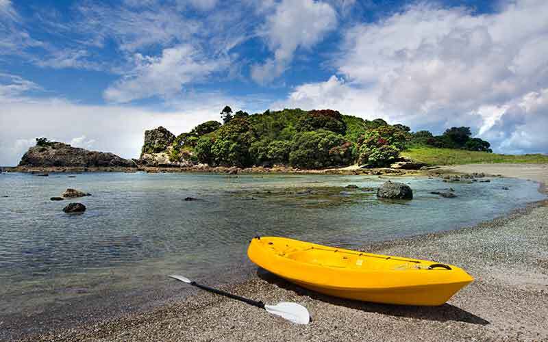 Kayak on the beach at Roberton Island Roberton Island, New Zealand