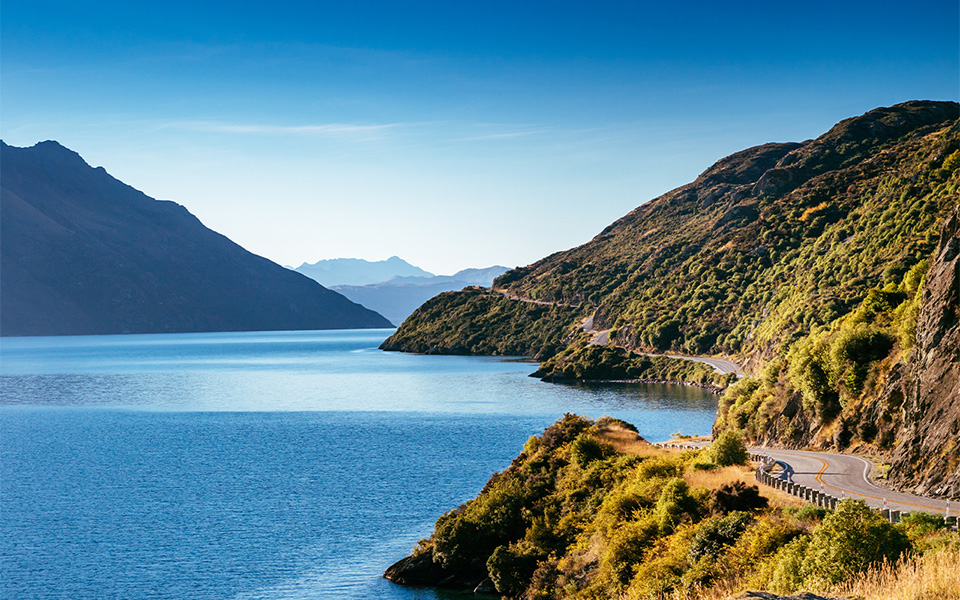 A road along Lake Whakatipu