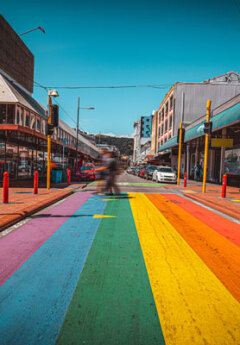 Rainbow crosswalk in Wellington City
