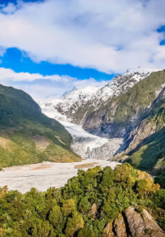 View of Franz Josef Glacier in the valley