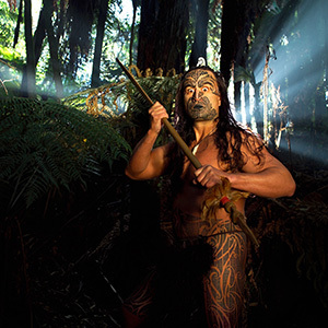 Maori performer in Matain village, New Zealand