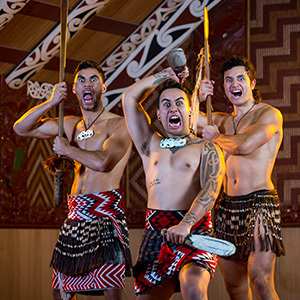 Maori performers in Te Puia village, New Zealand