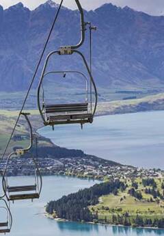 Image of a chairlift over Lake Wakatipu and Queenstown