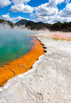 Steaming geothermal Champagne pool near Rotorua, New Zealand