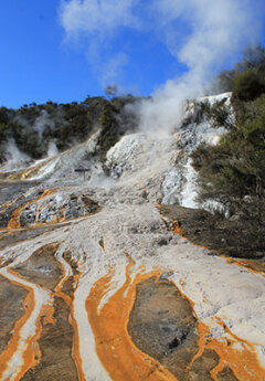 Sulphur flows and steaming ground in central north island
