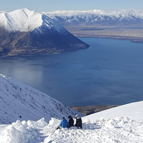 Looking over Lake Ohau from Ohau Snow Field