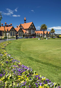 Rotorua government building in spring