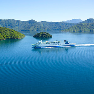Interislander Ferry cruising through Marlborough Sounds
