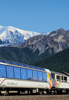 Tranzalpine train heading towards Arthur's Pass