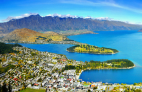 Aerial View of Queenstown and Lake Wakatipu