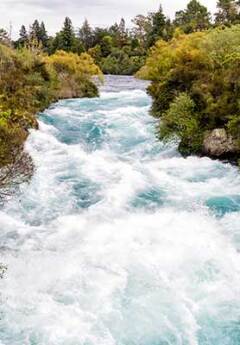 View of crystal clear waters of Huka Falls