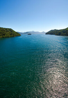 View of the Cook Strait between Wellington and Picton