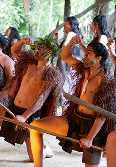 Maori performers during Maori cultural experience in Mitai village