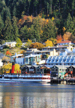 A view of Queenstown from Lake Wakatipu