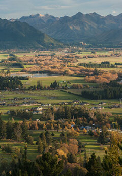 View of Hanmer Springs and mountains in the background