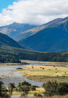 View of Cameron flat in Haast Pass