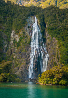 View of Lady Bowen Falls near Milford Sound