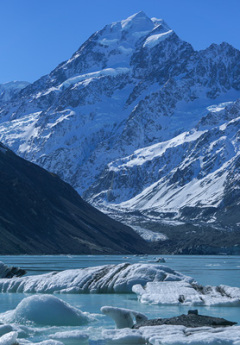 View of the Hooker glacier in Mount Cook National Park