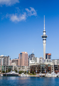 Skytower overlooking Auckand Harbour