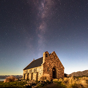 Image of Church of the Good Shepherd during sunset near Lake Tekapo