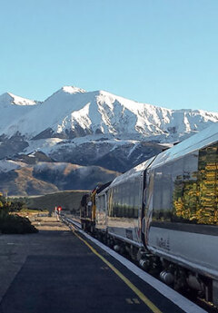 The TranzAlpine Train heading towards Arthurs Pass