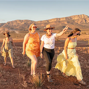 Women walking through Southern Australia Outback