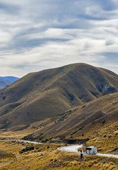 Driving through the Lindis Pass, South Island New Zealand