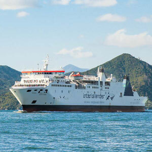 The Interislander ferry arriving into the Marlborough Sounds