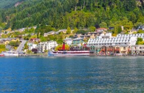 View of Queenstown over the lake