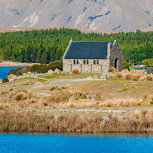 image of Church of the good shepherd and Lake Tekapo