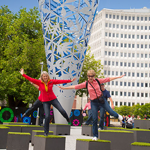 Two women having fun in Christchurch