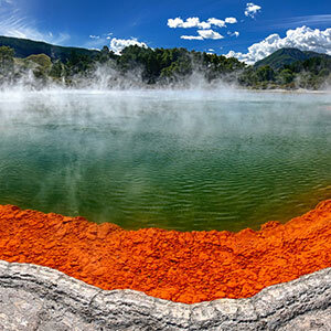 The vibrant Champagne Pool in the Rotorua geothermal area